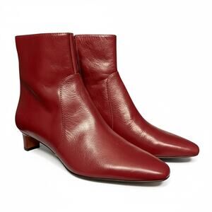 Madewell The Dimes Women's Size 7 Deep Red Merlot Kitten Heel Leather Boots